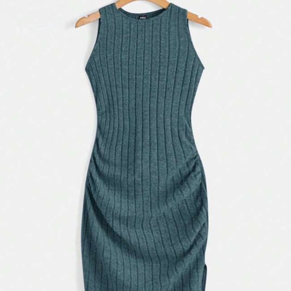 2 Pc Shein Ezwear Solid Ruched Split Thigh Ribbed… - image 6